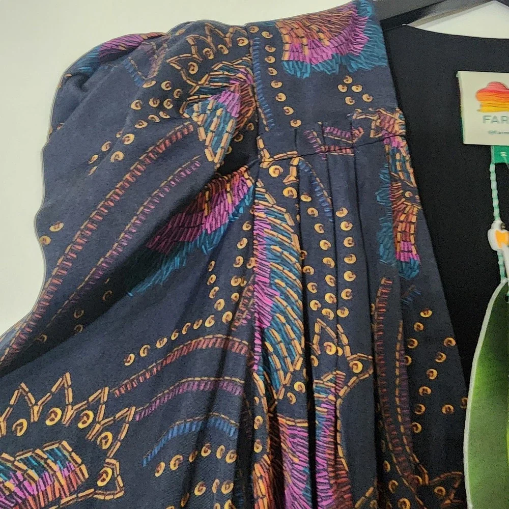 FARM Rio Sequin Toucans Mini Wrap Dress Sz S Black NWT Holiday Party Summer